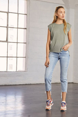 Bella+Canvas 8804 - Ladies Flowy Muscle T-Shirt with Rolled Cuff