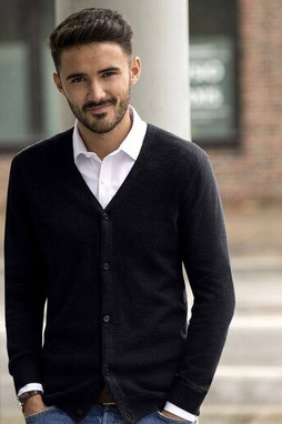 Russell JZ71M - Cardigan in Maglia con Scollo a V da Uomo