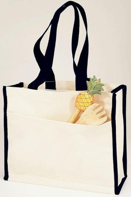 Q-Tees Q1100 - Canvas Gusset Tote Bag with Colored Handles