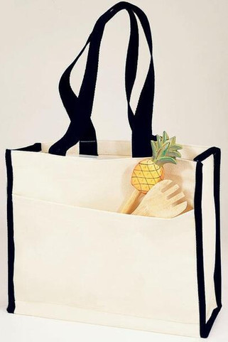 Q-Tees Q1100 - Canvas Gusset Tote Bag with Colored Handles