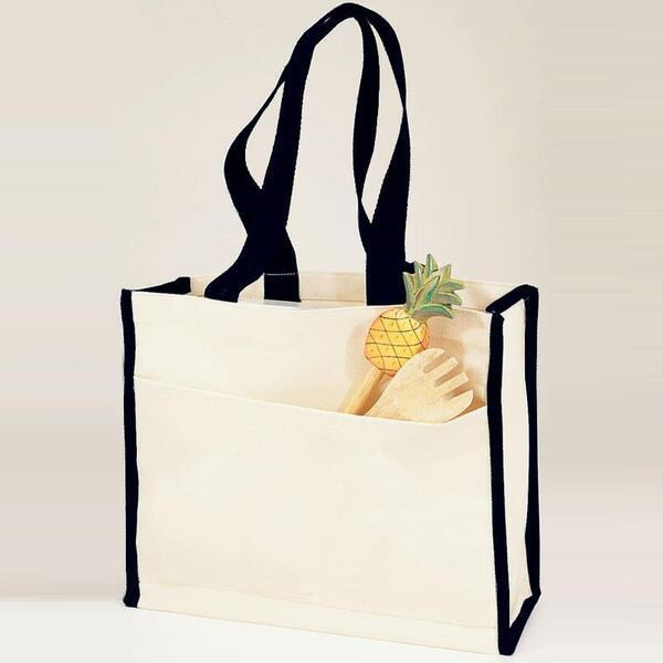 Q-Tees Q1100 - Canvas Gusset Tote Bag with Colored Handles