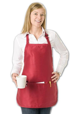 Q-Tees Q4250 - Medium Length Apron with 3 Compartment Pouch