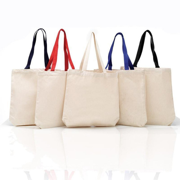Q-Tees Q4400 - Promotional Tote with Bottom Gusset and Colored Handles