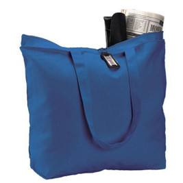 Q-Tees Q611 - Durable Canvas Zippered Tote Bag with Pockets