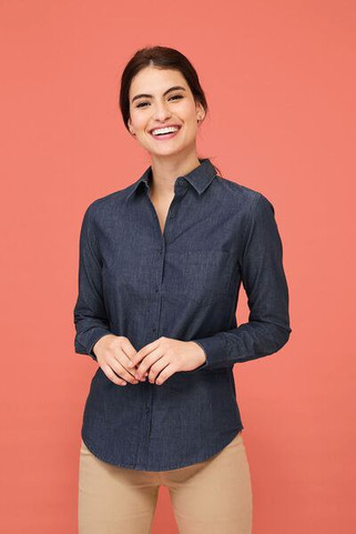 SOLS 02101 - Damen Denim Bluse Langarm Barry