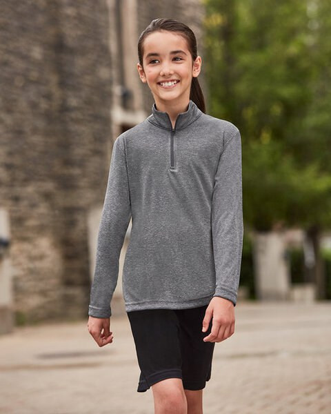 Team 365 TT31HY - Zone Sonic Heather Performance Quarter-Zip pour enfant