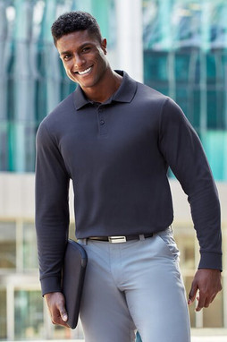 Devon & Jones DG20L - Mens CrownLux Performance Plaited Long-Sleeve Polo