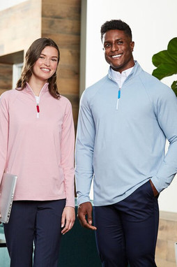 Devon & Jones DG480W - Womens Performance Micro-Stripe Quarter-Zip Pullover