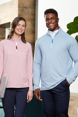 Devon & Jones DG480W - Women's Performance Micro-Stripe Quarter-Zip Pullover