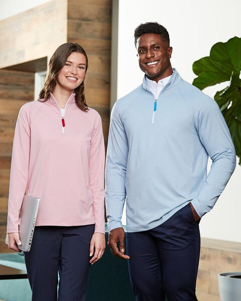 Devon & Jones DG480W - Women's Performance Micro-Stripe Quarter-Zip Pullover