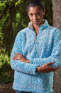 J. America JA8451 - Campera de Sherpa épica con cierre de 1/4 para mujer