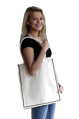 Q-Tees Q125600 - Fancy Shopper With Colour Stripe