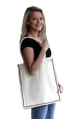 Q-Tees Q125600 - Fancy Shopper With Colour Stripe