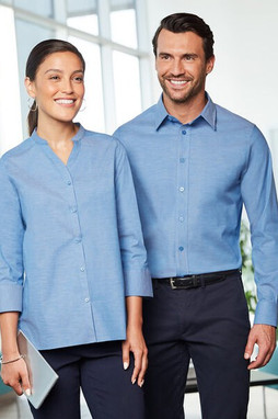Devon & Jones DG562 - Mens Crown  Collection Stretch Pinpoint Chambray Shirt