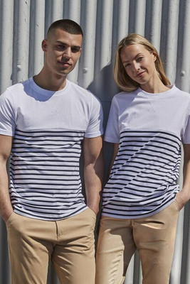 Front row FR135 - Klassisk Breton T-shirt i Tung Bomuld