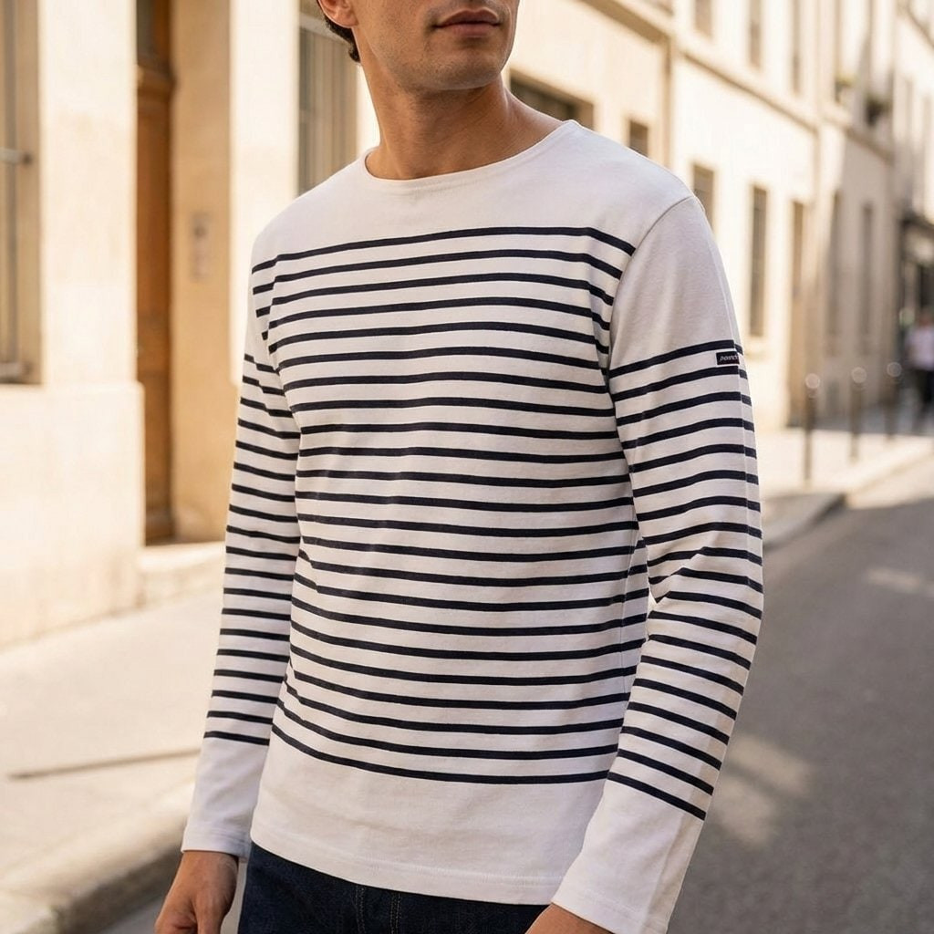 Armor lux AM1140 - Breton Heritage Striped Marine Shirt - Blanc/Navire