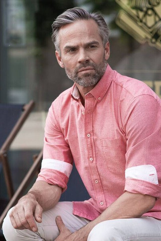 Russell Collection RU920M - Langærmet mænds skræddersyet vasket Oxford -skjorte