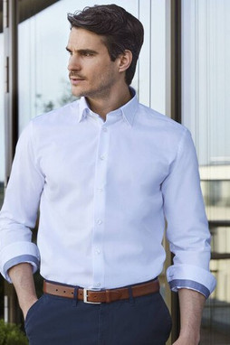 Russell Collection RU964M - CAMICIA UOMO MANICA LUNGA HERRINGBONE “CONTRAST”