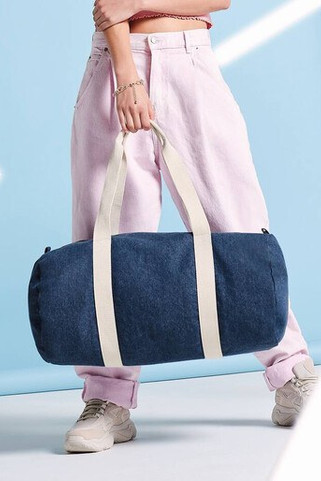 Bag Base BG646 - Versatile Denim Travel Barrel Bag with Zipper
