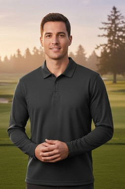 AJM PM1901 - Mens Performance Long Sleeve Polos
