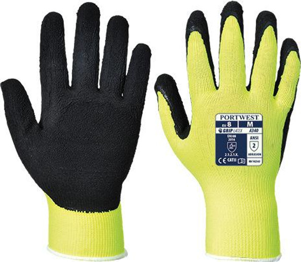 Portwest A340 - High Visibility Safety Grip Work Gloves