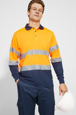Roly HV9306 - POLARIS L/S Technical high-visibility long-sleeve polo shirt