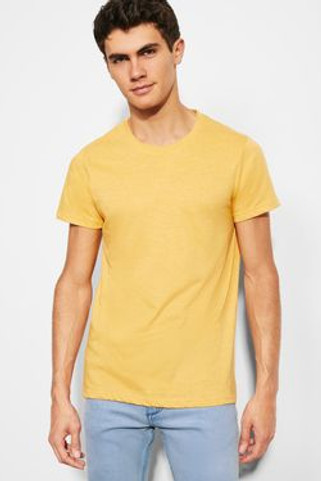 Roly CA6660 - FOX Schlauchförmiges melliertes kurzarm T-Shirt Rundhalsausschnitt aus 1x1-Rippenstrick mit innerer Nahtzugabe