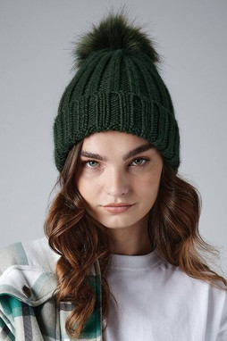 Beechfield BF413 - Verbier Chunky Pop Pom Stickad hatt