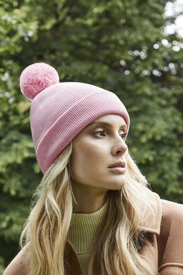 Beechfield BF426 - Chapeau d'Hiver Élégant avec Pompon en Fausse Fourrure