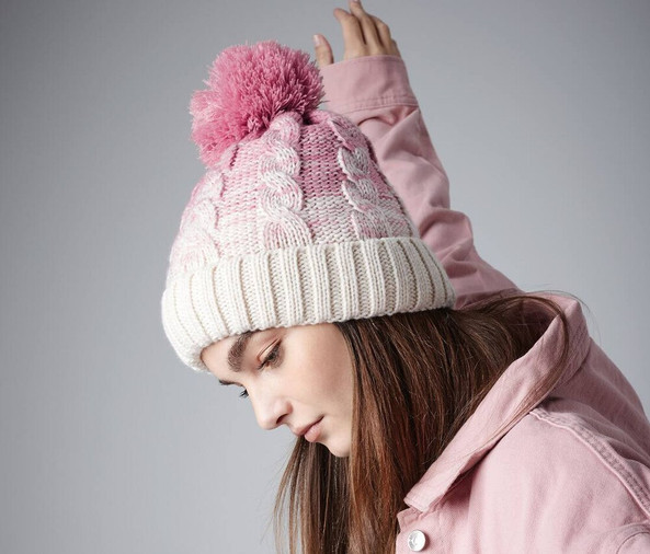 Beechfield BF459 - Luxurious Faux Fur Lined Pompon Beanie