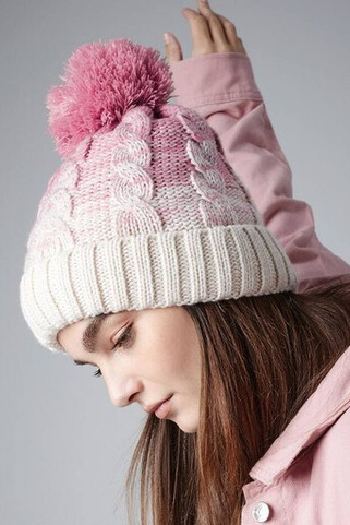 Beechfield BF459 - Luxe Gevoerde Beanie met Pompon en Afneembaar Label