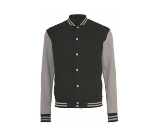 Build Your Brand BY015 - Stylish Black & White Baseball Fleece Sweatshirt