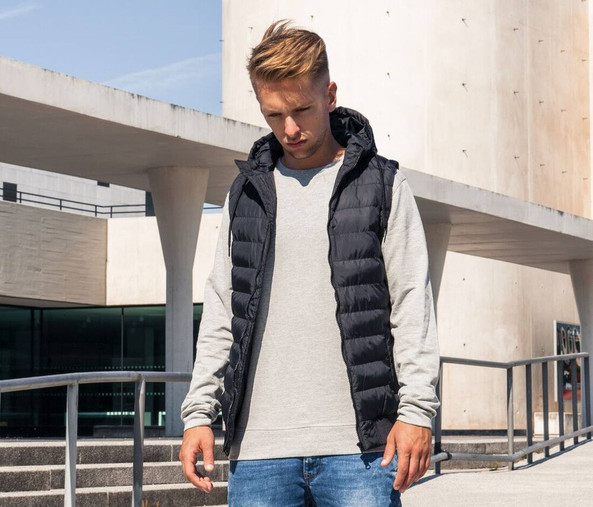 Build Your Brand BY046 - Urban Chic Hooded Bodywarmer Jacket