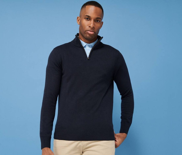 Henbury HY729 - Men's Soft Touch Zip Neck Sweater