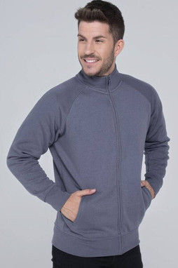 JHK JK296 - Sweat Unisexe à Grand Zip et Col Haut