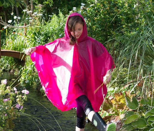 Splashmacs SL019 - Kids Waterproof PVC Rain Poncho with Adjustable Hood