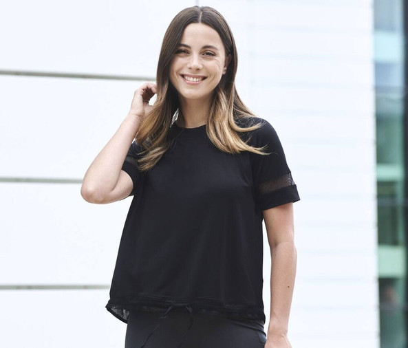 Tombo TL526 - Tombo Damen T-Shirt mit Mesh-Details und Kordelzug