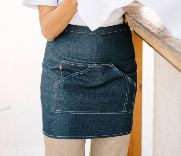 VELILLA V4206 - Durable Short Denim Apron with Adjustable Straps