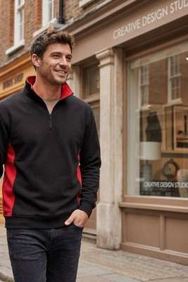 VELILLA V5704 - Two-tone zipped collar sweatshirt