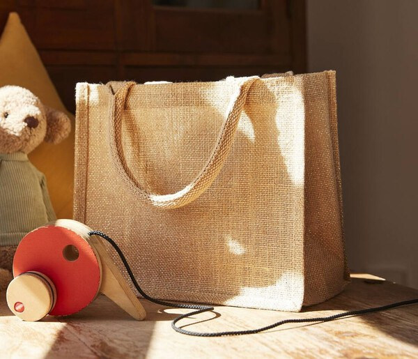 Westford mill WM431 - Glitrende Gavepose i Jute med Gullmønster