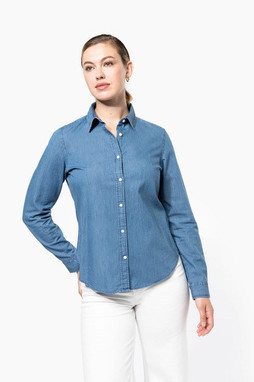Kariban K509 - Unieke Vintage Stijl Denim Damesblouse