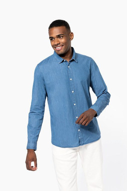Kariban K512 - Miesten Ajanpatinoitu Denim-Paita