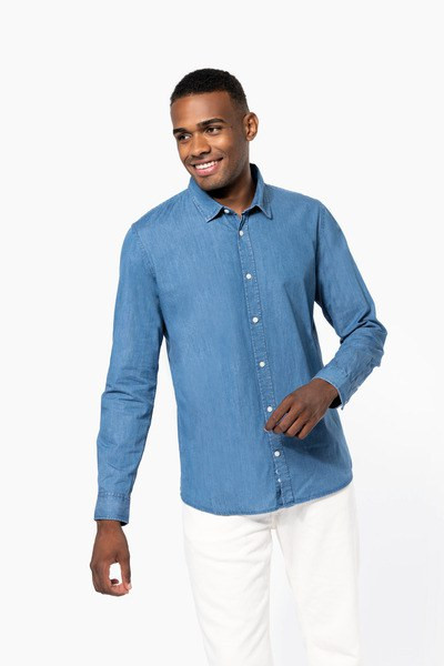 Kariban K512 - Camicia Denim Uomo Effetto Vintage Unica