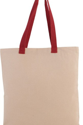 Kimood KI0277 - Sac shopping plat en toile avec poignées contrastées