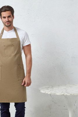Premier PR132 - Trendy Chino Style Cotton Bib Apron with Pockets