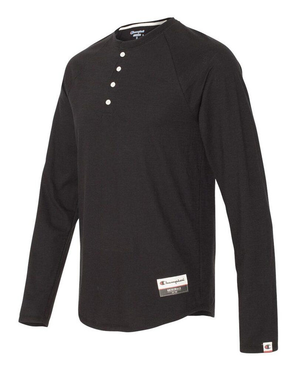 Champion AO380 - Adult Long Sleeve Slub Henley