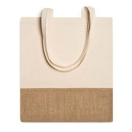 WAVE Eco shopping bag made of 120 gsm cotton and jute in natural colour - EgotierPro BO7556
