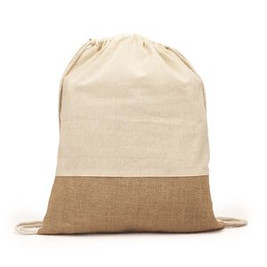 WILKES Eco drawstring backpack made of 120 gsm cotton and jute in natural colour - EgotierPro BO7557