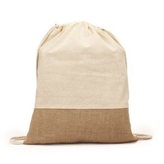 WILKES Eco drawstring backpack made of 120 gsm cotton and jute in natural colour - EgotierPro BO7557
