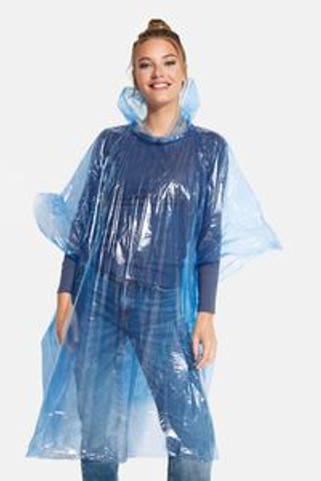 SHAKA One size transparent rain poncho for adults with hood and arm openings - EgotierPro CB5601